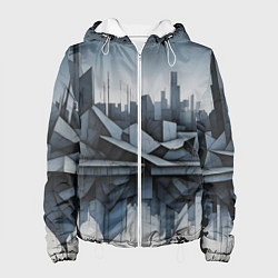 Куртка с капюшоном женская Небоскребы и скалы, цвет: 3D-белый