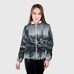 Куртка с капюшоном женская Небоскребы и скалы, цвет: 3D-белый — фото 2