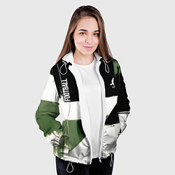 Куртка с капюшоном женская Футбол на фоне брызг красок, цвет: 3D-белый — фото 2
