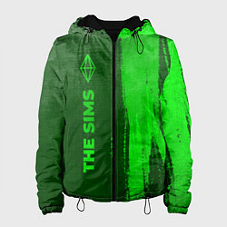 Куртка с капюшоном женская The Sims - green gradient по-вертикали, цвет: 3D-черный