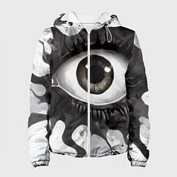 Куртка с капюшоном женская Глаз и щупальца - психоделика, цвет: 3D-белый