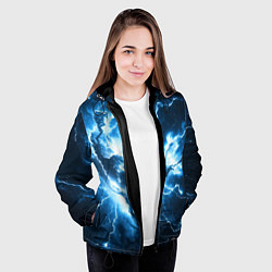 Куртка с капюшоном женская Бело-синяя туманность, цвет: 3D-черный — фото 2