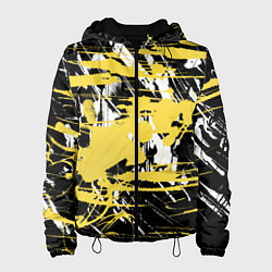 Куртка с капюшоном женская Желтая краска на черном, цвет: 3D-черный