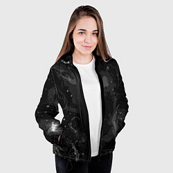 Куртка с капюшоном женская Угольный серый простой абстрактный, цвет: 3D-черный — фото 2