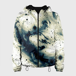 Куртка с капюшоном женская Бежевый и тёмно-синий космическая абстракция, цвет: 3D-черный