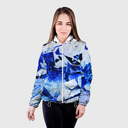 Куртка с капюшоном женская Абстрактный космический синий фон неоновых плит, цвет: 3D-белый — фото 2