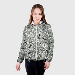 Куртка с капюшоном женская Серый абстрактный с белыми кляксами, цвет: 3D-белый — фото 2