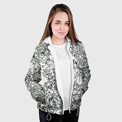 Куртка с капюшоном женская Серый абстрактный с белыми кляксами, цвет: 3D-белый — фото 2