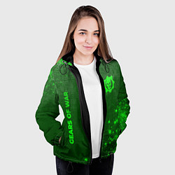 Куртка с капюшоном женская Gears of War - green gradient вертикально, цвет: 3D-черный — фото 2