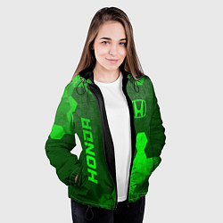 Куртка с капюшоном женская Honda - green gradient вертикально, цвет: 3D-черный — фото 2