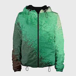Куртка с капюшоном женская Градиент текстурный зелёный, цвет: 3D-черный