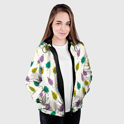 Куртка с капюшоном женская Листья на пятнах, цвет: 3D-черный — фото 2