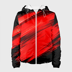 Куртка с капюшоном женская Красные мазги краски на черном, цвет: 3D-белый