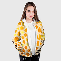 Куртка с капюшоном женская Золотистые пятна жирафа, цвет: 3D-белый — фото 2