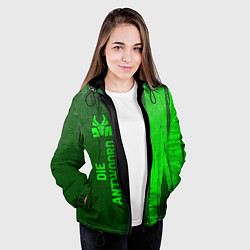 Куртка с капюшоном женская Die Antwoord - green gradient по-вертикали, цвет: 3D-черный — фото 2
