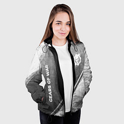 Куртка с капюшоном женская Gears of War - grey gradient вертикально, цвет: 3D-черный — фото 2