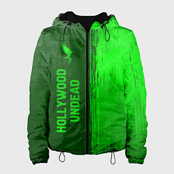 Куртка с капюшоном женская Hollywood Undead - green gradient по-вертикали, цвет: 3D-черный