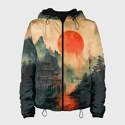 Куртка с капюшоном женская Старый Японский монастырь, цвет: 3D-черный