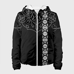 Куртка с капюшоном женская Славянские символы традиции народа, цвет: 3D-белый