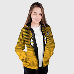 Куртка с капюшоном женская Бостон Брюинз - паттерн треугольников, цвет: 3D-черный — фото 2