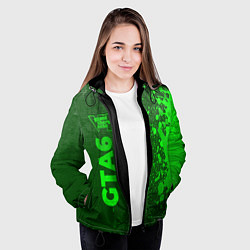 Куртка с капюшоном женская GTA6 - green gradient по-вертикали, цвет: 3D-черный — фото 2