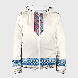 Куртка с капюшоном женская Обережник - вышиванка, цвет: 3D-белый