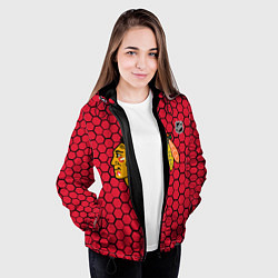 Куртка с капюшоном женская Чикаго Блэкхокс - красные соты, цвет: 3D-черный — фото 2