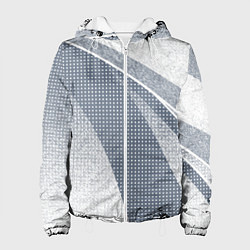 Куртка с капюшоном женская Светлый серо-голубой текстурированный с полосой, цвет: 3D-белый