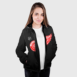 Куртка с капюшоном женская Детройт Ред Уингз - черные треугольники, цвет: 3D-черный — фото 2