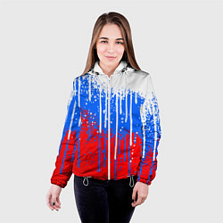 Куртка с капюшоном женская Патриот - флаг, цвет: 3D-белый — фото 2