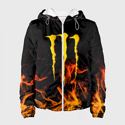 Куртка с капюшоном женская Monster energy orange fire, цвет: 3D-белый