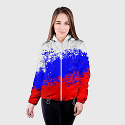 Куртка с капюшоном женская Патриот - флаг, цвет: 3D-белый — фото 2