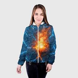 Куртка с капюшоном женская Взрыв из объемных плит, цвет: 3D-белый — фото 2