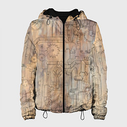 Куртка с капюшоном женская Стимпанк элементы, цвет: 3D-черный