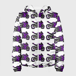Куртка с капюшоном женская Motorcycle purple, цвет: 3D-белый