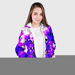 Куртка с капюшоном женская Doom неоновый огонь лого, цвет: 3D-белый — фото 2