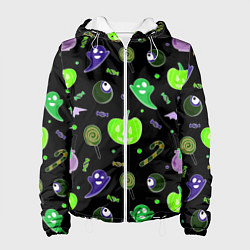 Куртка с капюшоном женская Halloween black pumpkin pattern, цвет: 3D-белый