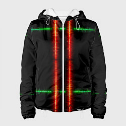 Куртка с капюшоном женская Color black green red lines, цвет: 3D-белый