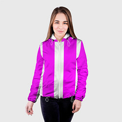 Куртка с капюшоном женская Color white pink line, цвет: 3D-белый — фото 2