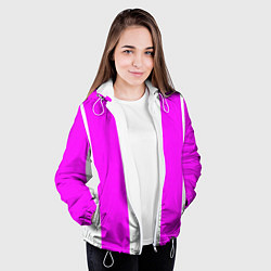 Куртка с капюшоном женская Color white pink line, цвет: 3D-белый — фото 2