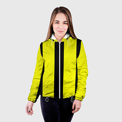 Куртка с капюшоном женская Color yellow black line, цвет: 3D-белый — фото 2
