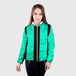 Куртка с капюшоном женская Color light blue white line, цвет: 3D-белый — фото 2
