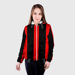 Куртка с капюшоном женская Color black red lines, цвет: 3D-белый — фото 2