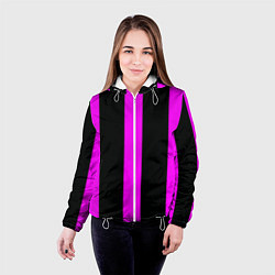 Куртка с капюшоном женская Color black pink lines, цвет: 3D-белый — фото 2