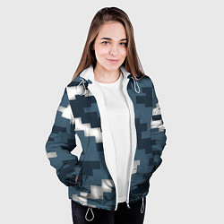 Куртка с капюшоном женская Пиксельная текстура камуфляж, цвет: 3D-белый — фото 2