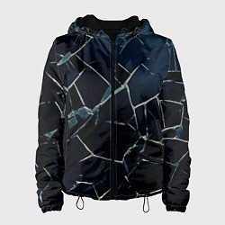 Куртка с капюшоном женская Тёмный чёрно-синий битые плиты, цвет: 3D-черный