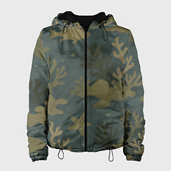 Куртка с капюшоном женская Подводный камуфляж из рыб, цвет: 3D-черный