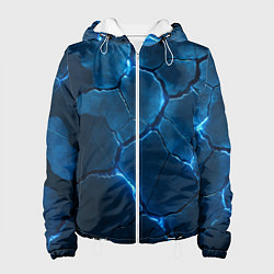 Куртка с капюшоном женская Неоновые плиты с камуфляжем, цвет: 3D-белый