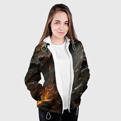 Куртка с капюшоном женская Искры метала под камуфляжем, цвет: 3D-белый — фото 2