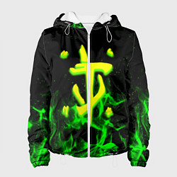 Куртка с капюшоном женская Doom кислотное лого огненный, цвет: 3D-белый